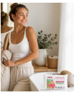 Love & Green Lingettes Intimes Apaisantes Sans Parfum X 20