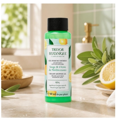 Trésor Botanique Gel Douche Sauge & Citron de Méditerranée 80 ml