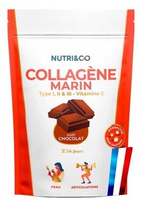 Nutri&Co Collagène Marin Type 1 et 2 Peau & Articulations Saveur Cacao 240 g