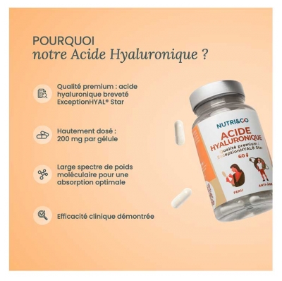 Nutri&Co l'Acide Hyaluronique Onagre & Bourrache Peau et Anti-Âge 60 Gélules