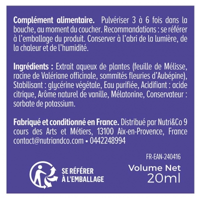 Nutri&Co Mélatonine Sommeil 20 ml