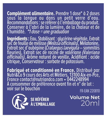 Nutri&Co Mélatonine Sommeil 20 ml