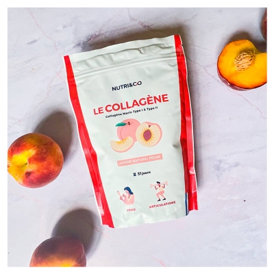 Nutri&Co Collagène Marin Type 1 et 2 Peau & Articulations Saveur Pêche 190 g