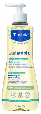 Mustela Stelatopia Huile Lavante au Tournesol Bio Peau à Tendance Atopique 500 ml