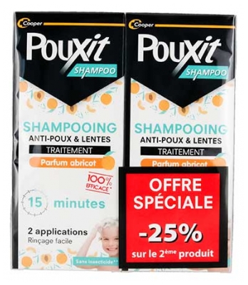 Pouxit Shampoing Traitement Anti-Poux & Lentes 2 x 200 ml Offre Spéciale