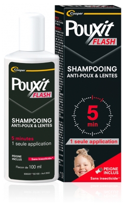 Pouxit Flash Anti-Poux et Lentes Shampoing Traitement 5 Minutes 2 x 100 ml Offre Spéciale