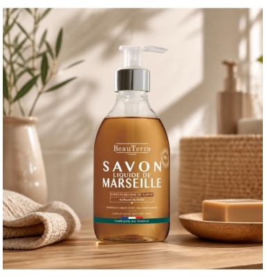 BeauTerra Savon de Marseille Liquide Parfum Beurre de Karité 300 ml