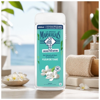 Le Petit Marseillais Gel Bain & Douche Extra Doux Fleur de Tiaré 650 ml