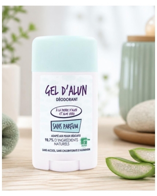 Gel d'Alun Déodorant en Gel Pierre d'Alun & Aloe Vera Sans Parfum 50 ml