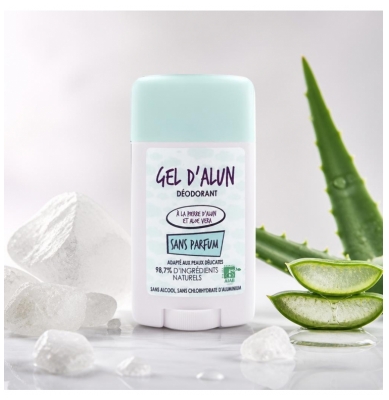 Gel d'Alun Déodorant en Gel Pierre d'Alun & Aloe Vera Sans Parfum 50 ml