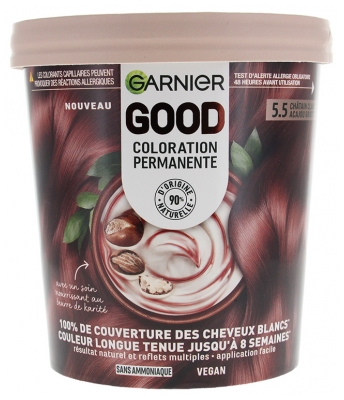 Garnier Good Coloration Permanente et sans Ammoniaque 160 ML - Coloration : 5.5 Châtain Clair Acajou Griotte
