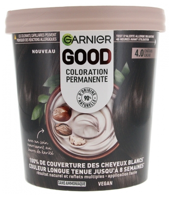 Garnier Good Coloration Permanente et sans Ammoniaque 160 ML - Coloration : 4.0 Châtain Cacao