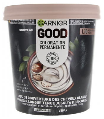 Garnier Good Coloration Permanente et sans Ammoniaque 160 ML - Coloration : 1.10 Noir Intense Mûre
