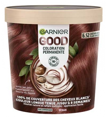 Garnier Good Coloration Permanente et sans Ammoniaque 160 ML - Coloration : 6.52 Châtain Acajou Clair Groseille