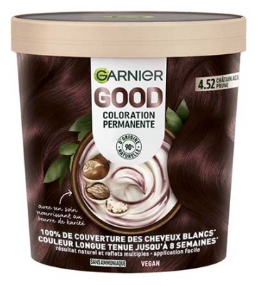 Garnier Good Coloration Permanente et sans Ammoniaque 160 ML - Coloration : 4.52 Châtain Acajou Prune