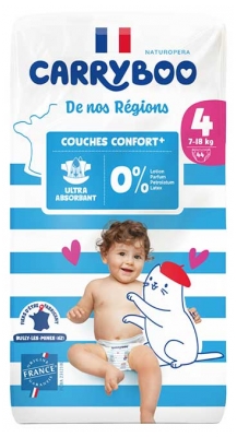 Carryboo De Nos Régions Couches Taille 4 (7-18 kg) 44 Unités