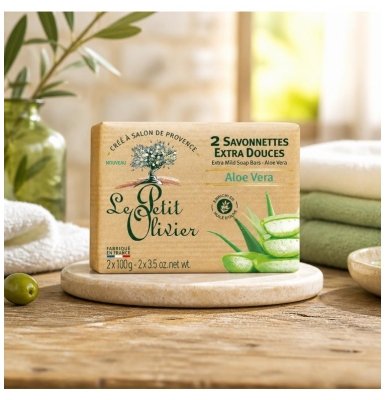 Le Petit Olivier Savon Solides Extra Doux Aloe Vera 2 x 100 g