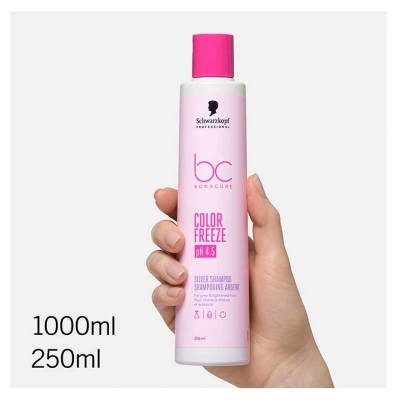 Bonacure Schwarzkopf Professional Shampoing Argent Color Freeze Cheveux Blancs et Éclaircis 250 ml