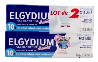 Elgydium Gel Dentifrice Junior 7/12 Ans Lot de 2 x 50 ml