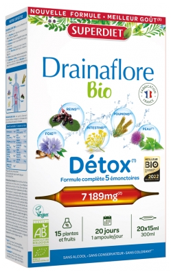 Superdiet Drainaflore Bio - 20 Ampoules de 15 ml