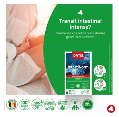 Ortis Intestinorm - Action Rapide - Intestin - 36 Comprimés