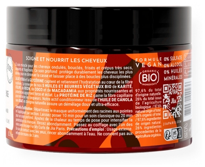 Jia Paris For My Curls Masque Nutrition Intense Cheveux Bouclés Ondulés Frisés et Crépus 250 ml