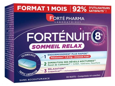 Forté Pharma Forté Nuit Sommeil Relax 8H Triple Libération 30 Comprimés