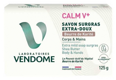 Laboratoires Vendôme Calm V+ Savon Surgras Extra-Doux Corps et Mains Beurre de Karité 125 g