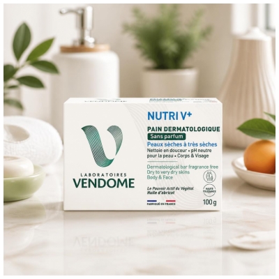 Laboratoires Vendôme Nutri V+ Pain Dermatologique Peaux Sèches à Très Sèches Sans Parfum 100 g