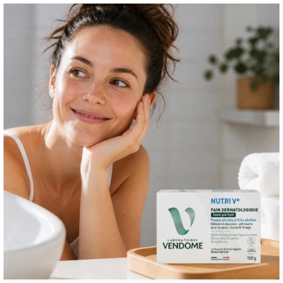 Laboratoires Vendôme Nutri V+ Pain Dermatologique Peaux Sèches à Très Sèches Sans Parfum 100 g