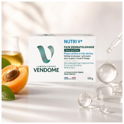 Laboratoires Vendôme Nutri V+ Pain Dermatologique Peaux Sèches à Très Sèches Sans Parfum 100 g