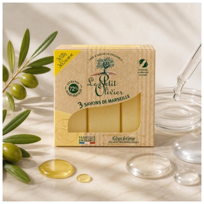 Le Petit Olivier Savon de Marseille Glycerine 3 x 100 Grammes