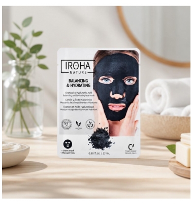 Iroha Collection Détox Masque Tissus Biodégradable Charbon + ha