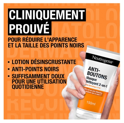 Neutrogena Anti-Boutons 2-en-1 Nettoyant et Masque Peaux à Tendance Acnéique 150 ml