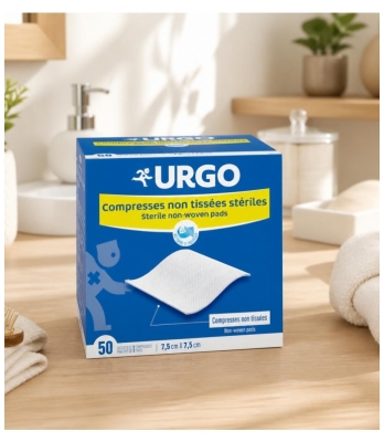 Urgo Compresses 7,5 x 7,5 cm Stériles 50 Sachets de 2 Compresses Non Tissées
