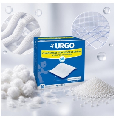 Urgo Compresses 7,5 x 7,5 cm Stériles 50 Sachets de 2 Compresses Non Tissées