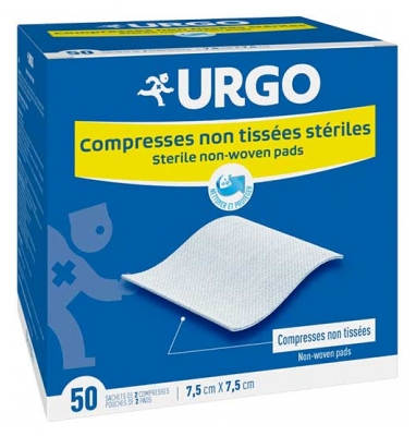 Urgo Compresses 7,5 x 7,5 cm Stériles 50 Sachets de 2 Compresses Non Tissées