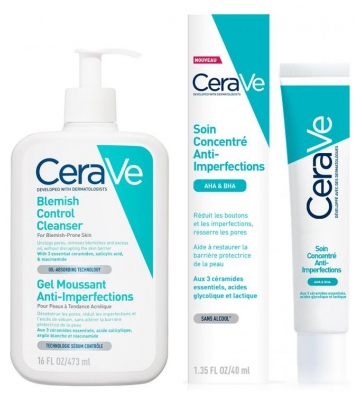 CeraVe Routine Anti-Imperfections Gel Moussant 473 ml + Soin Concentré 40 ml