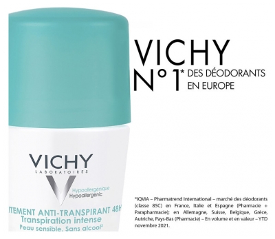 Vichy Déodorant Anti-Transpirant Sans Parfum 48H Roll-On 50 ml
