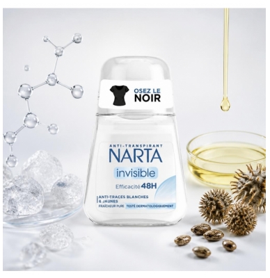 Narta Anti-Transpirant Invisible Anti-Traces Blanches et Jaunes 72H 50 ml