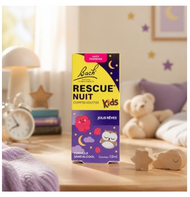 Rescue Nuit Bach Kids Compte-Gouttes à la Framboise 10 ML