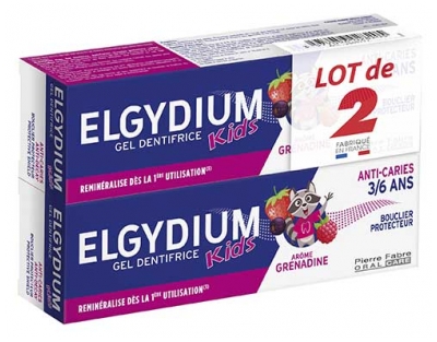 Elgydium Kids Gel Dentifrice Protection Caries de 3 à 6 Ans Lot de 2 x 50 ml 