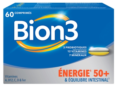 Bion 3 Énergie 50+ et Équilibre Intestinal 2 Mois 60 Comprimés