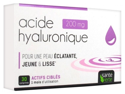 Santé Verte Acide Hyaluronique 200 mg, 30 Comprimés (à consommer de préférence avant le 30/11/2026)