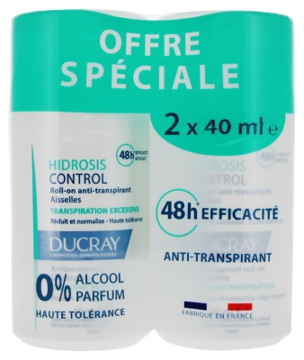 Ducray Hidrosis Control Roll-On Anti-Transpirant Aisselles Transpiration Excessive Lot 2 x 40 ml