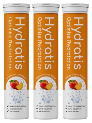 Hydratis Lot 3 Tubes de 20 Pastilles Effervescentes - Arôme : Pêche