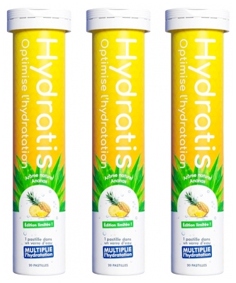 Hydratis Lot 3 Tubes de 20 Pastilles Effervescentes - Arôme : Ananas