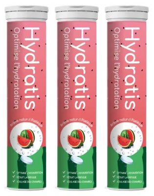 Hydratis Lot 3 Tubes de 20 Pastilles Effervescentes - Arôme : Pastèque