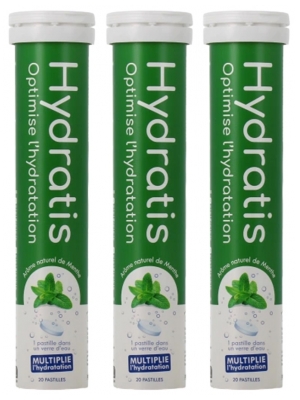 Hydratis Lot 3 Tubes de 20 Pastilles Effervescentes - Arôme : Menthe