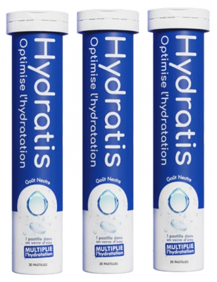 Hydratis Lot 3 Tubes de 20 Pastilles Effervescentes - Arôme : Neutre